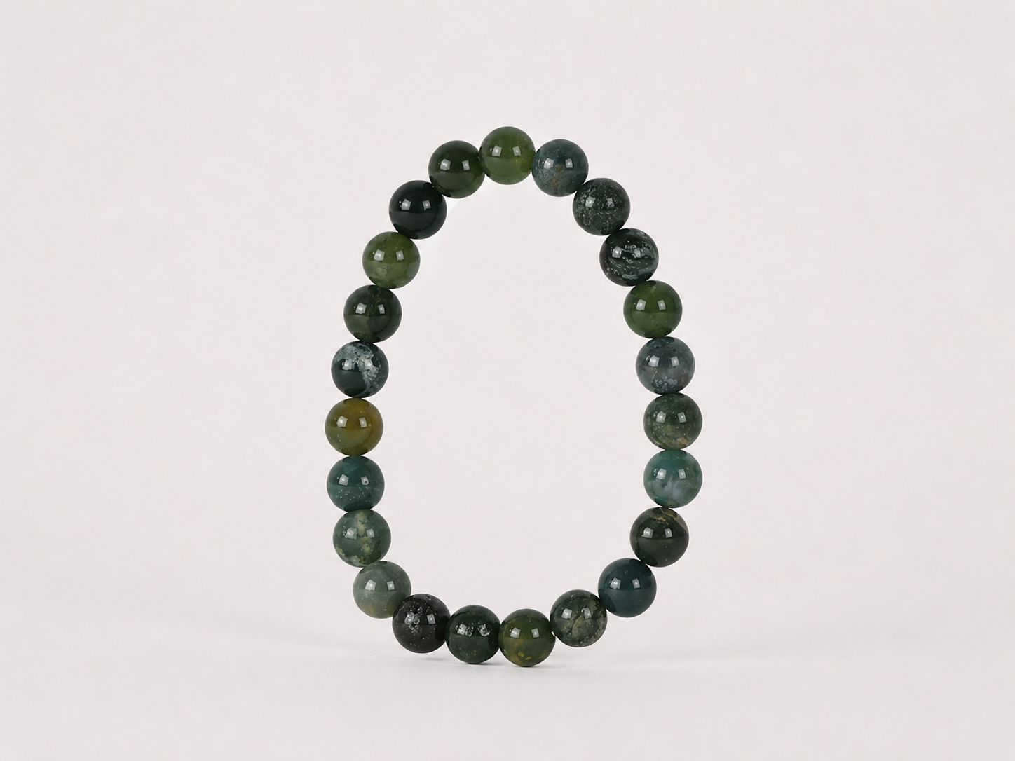 Bracelet Agate Mousse 'A' perles 8 mm 8 Bracelet Agate Mousse 'A' perles 8 mm