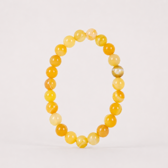 Bracelet Agate Jaune 'A' perles 8 mm