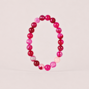 Bracelet Agate Rose 'A' perles 8 mm