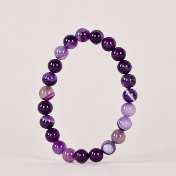 Bracelet Agate Violette 'A' perles 8 mm