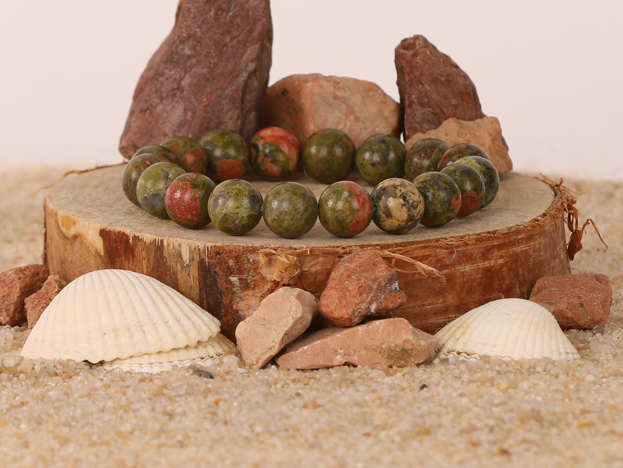 Bracelet Unakite perles 10 mm 4