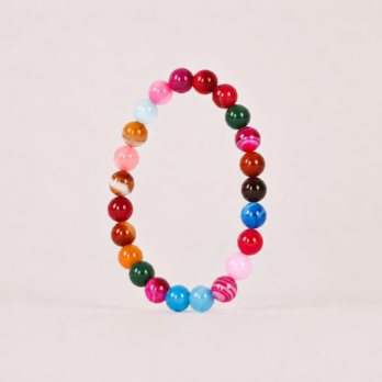 Bracelet Agate Multicolore 'A' perles 8 mm