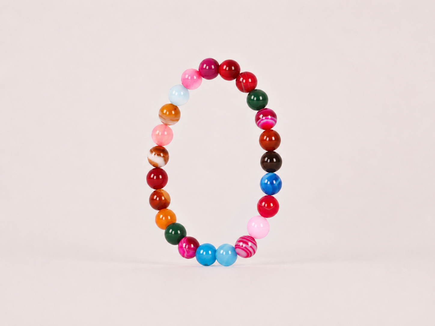 Bracelet Agate Multicolore 'A' perles 8 mm 10 Bracelet Agate Multicolore 'A' perles 8 mm