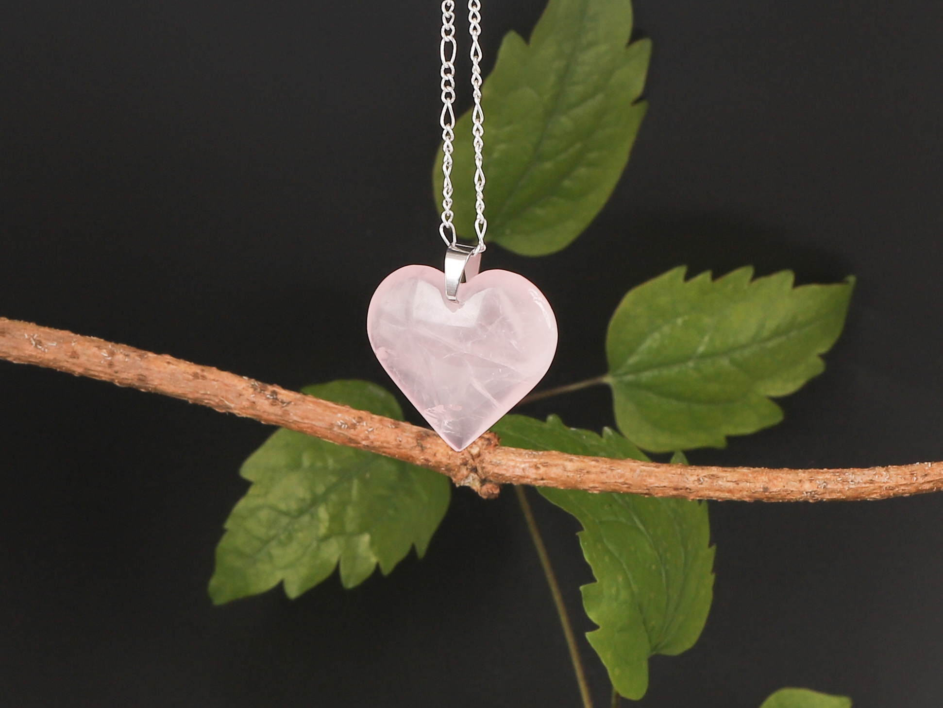 Pendentif cœur Quartz Rose 3