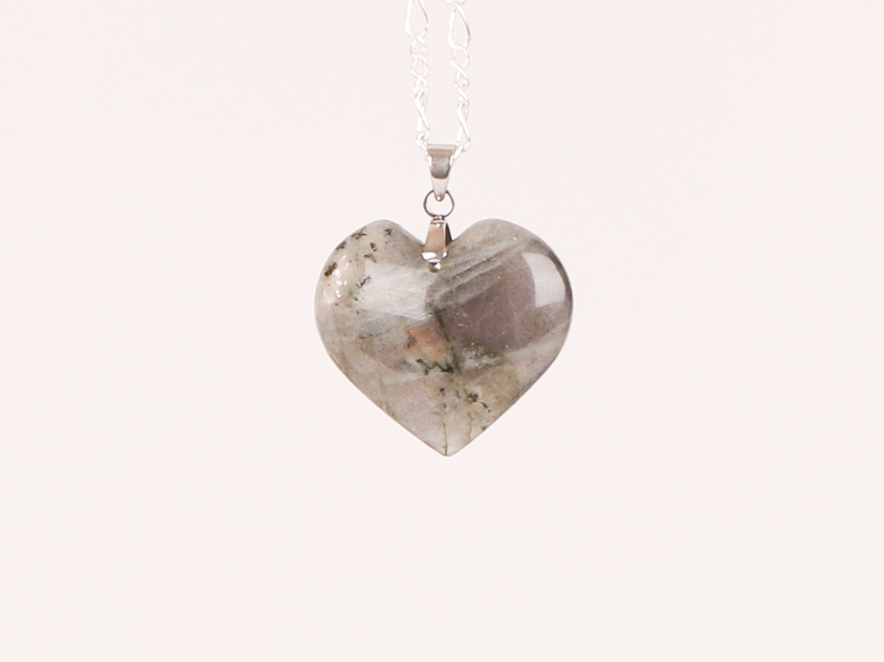 Pendentif cœur Labradorite violette 16 Pendentif cœur Labradorite violette