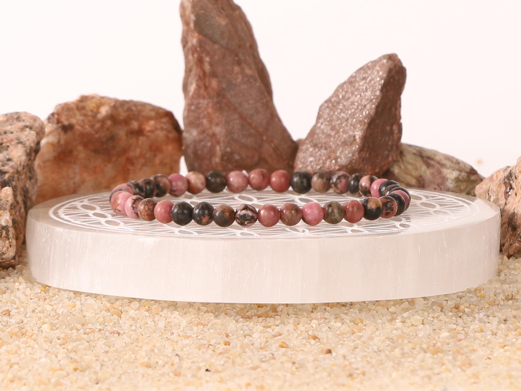 Bracelet Rhodonite Black Line 'A' perles 4 mm 3 ykqEtS3eATxAw