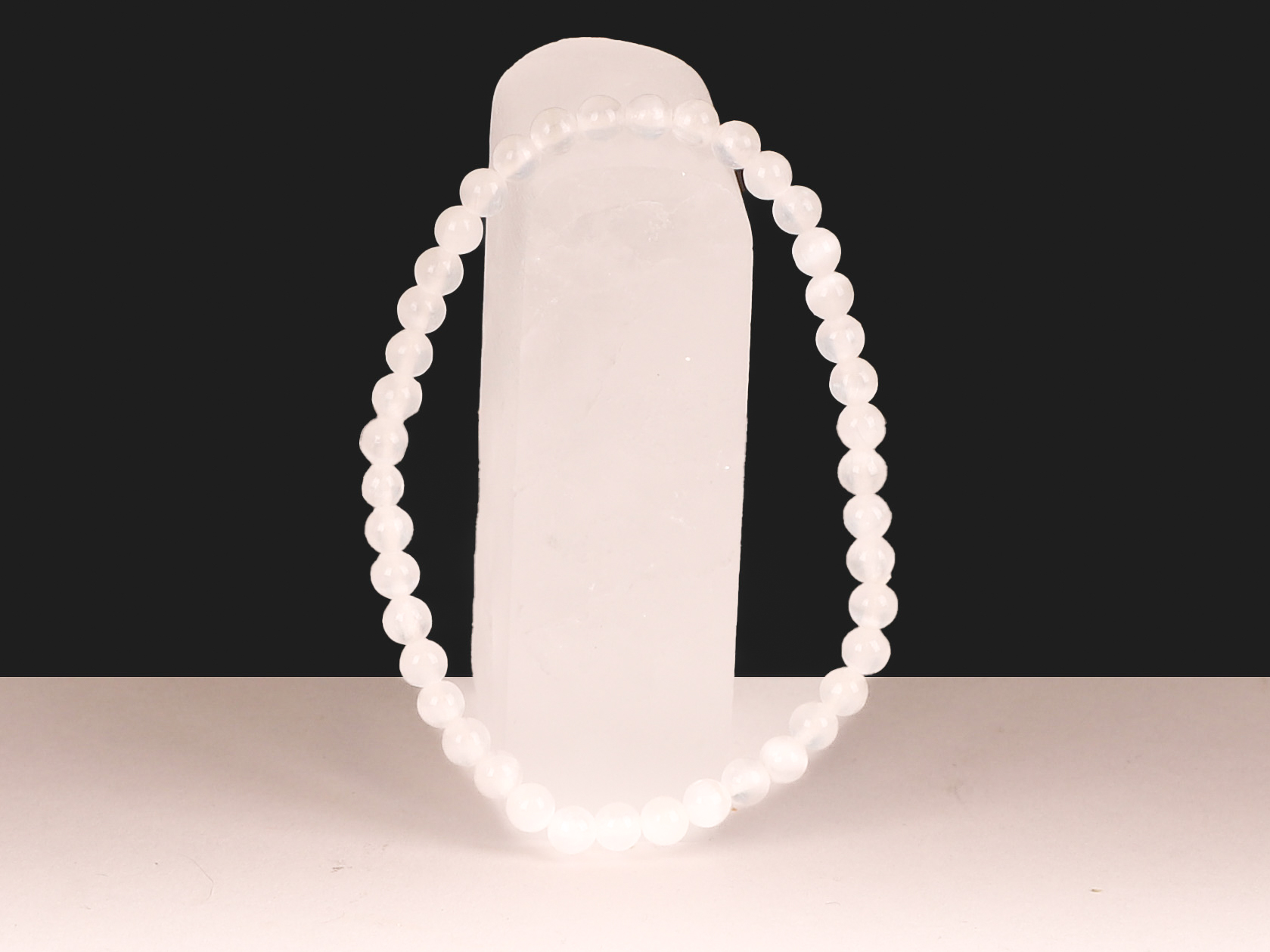 Bracelet Sélénite 'AA' perles de 4 mm