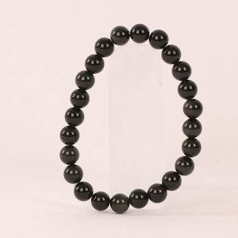 Bracelet Onyx Noir 'A' perles 8 mm