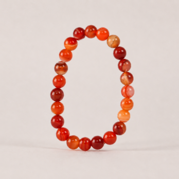 Bracelet Cornaline Rubanée 'A' perles 8 mm