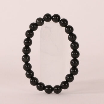 Bracelet Obsidienne Dorée 'A' perles 8 mm