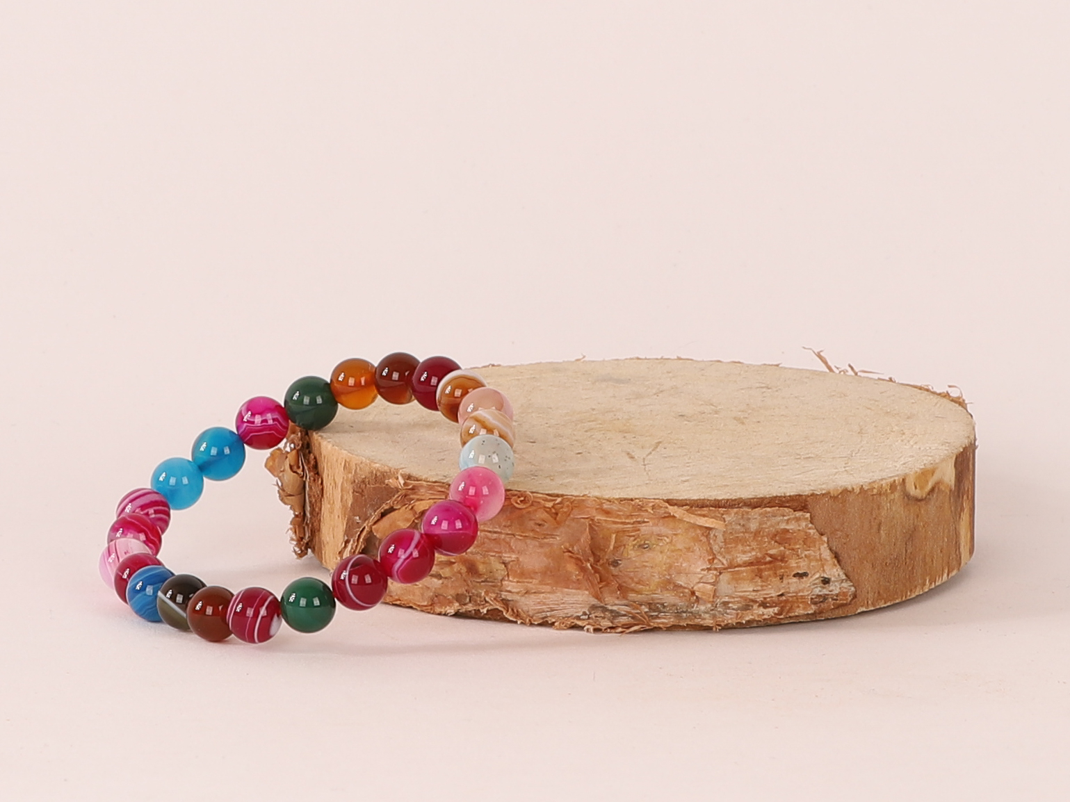 Bracelet Agate Multicolore 'A' perles 8 mm 3 rkvSl09BA8O7KdPudK